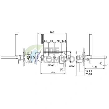 Смеситель для ванны Fantini Mare встраиваемый с ручным душем (излив 200 мм, хром) (51 02 E121B) - фото 2
