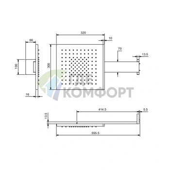 Роскошный верхний душ Fantini AcquaFit с хромотерапией в матово-черном исполнении (79 13 K041B) - фото 2