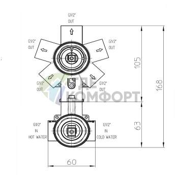 Встраиваемый смеситель для душа Bossini Oki с 5-позиционным девиатором, черный матовый (Z00004.073) - фото 2