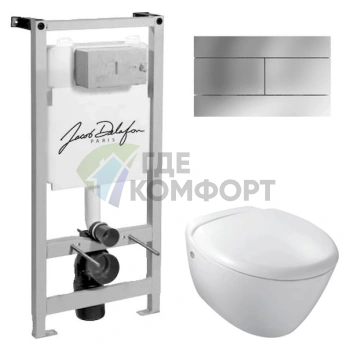 Комплект подвесного унитаза Jacob Delafon Presquile E4440 с инсталляцией E5504-NF и хромированной панелью смыва