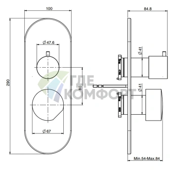 Встраиваемый смеситель для душа FIMA Carlo Frattini на 2 или 3 источника воды (F4000) - фото 2