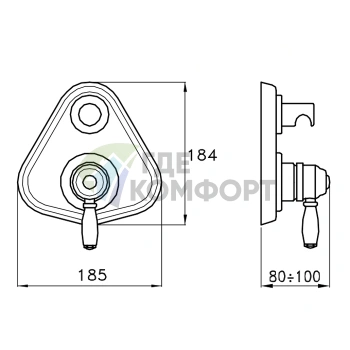 Встраиваемый смеситель Stella Italica для ванны и душа с автопереключателем, хром (IT 01405 CR00) - фото 2