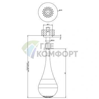 Gessi Goccia: Верхний душ каплевидной формы с потолочным креплением и регулировкой высоты 490-2100 мм (белый) (33753#279) - фото 2