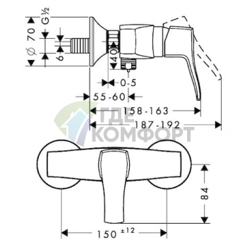 Смеситель для душа Hansgrohe (Хансгрое) Metris Classic настенный - фото 2