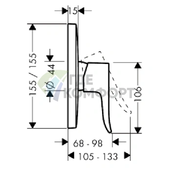 Смеситель для душа Hansgrohe Metris встраиваемый (внешняя часть), хром (31456000) - фото 2