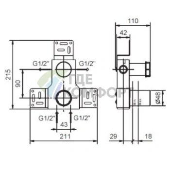 Картридж для смесителя Fantini: переключение 2 потоков 1/2 (44 00 M185A) - фото 2