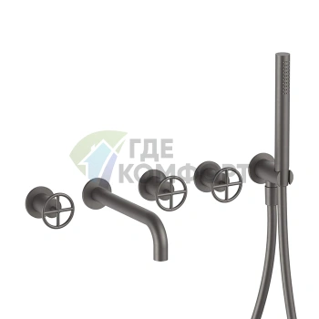 Смеситель для ванны Fantini Fontane Bianche с ручным душем, цвет Matt Gun Metal (47 P5 P019B) - фото 1