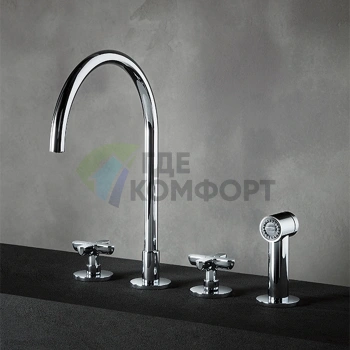 Смеситель для кухни Fantini Icona Classic с ручным душем, 4 отверстия, хром (53 02 R051) - фото 1