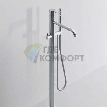 Напольный смеситель для ванны MILLDUE FLOW V01 с ручной лейкой — 78 см, полированная сталь (2586AL) - фото 1