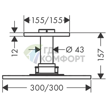 Верхний потолочный душ AX ShowerSolution 300x300 мм с 2 струями и держателем (35320000) - фото 2