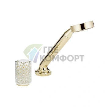 Смеситель для ванны THG NIHAL PORCELAINE IVOIRE с ручным душем: прогрессивный дизайн в цвете Soft Gold (U2N-F30-6532/60A) - фото 1