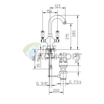Однорычажный смеситель для раковины Bossini Liberty с поворотным изливом в цвете античная бронза (Z001301.022) - фото 2