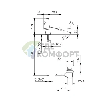 Смеситель для биде Bossini Cube на 1 отверстие, матовый черный (Z004401.073) - фото 2