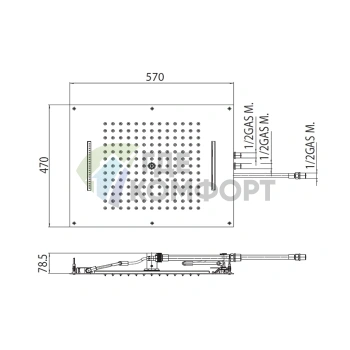 Верхний душ BOSSINI DREAM/3 570x470 мм с 3 режимами (дождь, каскад, водопад) в хроме (H38927.030) - фото 2