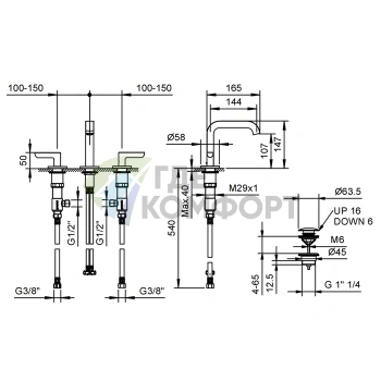 Смеситель для раковины Fantini Icona Deco с нажимным донным клапаном, хром (53 02 R106) - фото 2