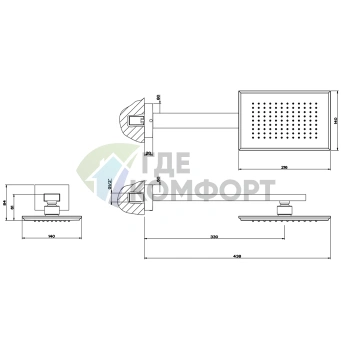Верхний душ Gessi Eleganza для настенного монтажа в золотом цвете (46148#080) - фото 2