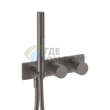 Встраиваемый смеситель для душа Fantini Milano с ручным душем и двумя выходами (Matt Gun Metal PVD) (31 P5 E584B) - фото 1