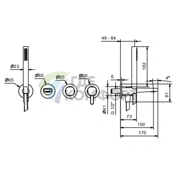 Встраиваемый смеситель для ванны Fantini Lame с ручным душем, 2 выхода, хром (24 02 M120B) - фото 2