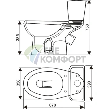 Унитаз-компакт Элисса от Оскольской керамики с боковой подводкой - фото 4