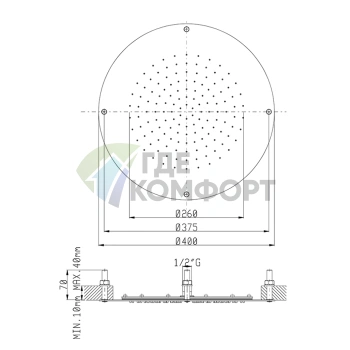 Встраиваемый верхний душ CISAL Zen Shower 40 см «Дождь» в глянцевой полированной нержавеющей стали (ZS025650D2) - фото 2