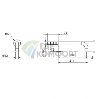 Смеситель Fantini Fontane Bianche настенный, цвет Matt Gun Metal PVD (47 P5 8443) - фото 2