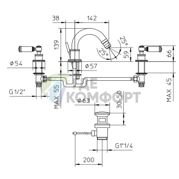 Смеситель для биде Bossini Liberty с поворотным изливом в античной бронзе (Z001402.022) - фото 2
