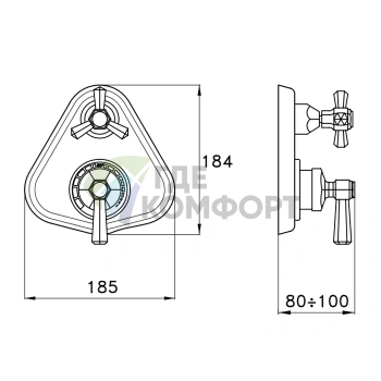 Термостатический смеситель для душа Stella Eccelsa IS3292 P.V с покрытием золото 24К (EC 06011 AU00) - фото 2