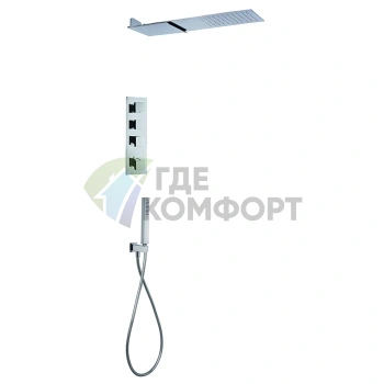 Душевой комплект FIMA|Carlo Frattini Wellness с верхним душем – 3 режима, термостатический смеситель (F4349CR) - фото 1