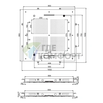 Верхний душ Harmonia 950x950 мм с Bluetooth и хромотерапией, 3 режима душа (F2900CR) - фото 2