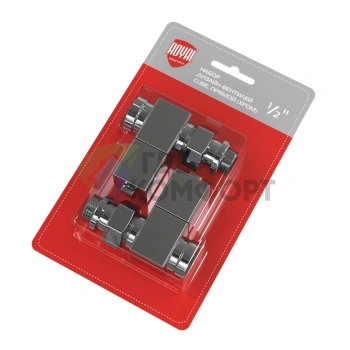 Набор дизайн-вентилей Royal Thermo CUBE 1/2 хром, RTE 56.001, НС-1193189 - фото 1