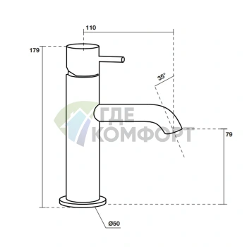 Смеситель Kerasan Nolita для раковины однорычажный, без донного клапана, хром (922690 cr) - фото 2