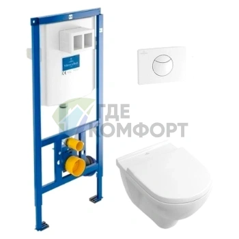 Комплект инсталляции Villeroy & Boch O Novo 5660 D1 01 с белой кнопкой смыва - фото 1