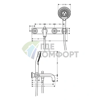 Смеситель для ванны AX Citterion в цвете шлифованный никель (39442820) - фото 2