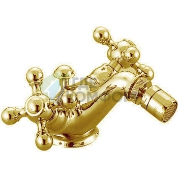 Смеситель для биде CISAL Arcana Ceramic двухвентильный золотой с донным клапаном (AC00055024) - фото 1