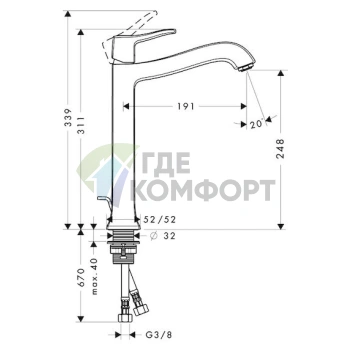 Смеситель для раковины Hansgrohe Metris Classic 31078000 — немецкое качество и стиль - фото 4