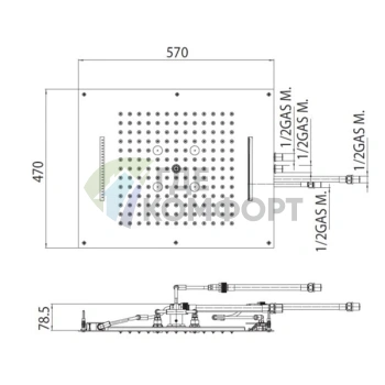 Верхний душ BOSSINI DREAM/4 с 4 режимами распыления 570x470 мм (H38928.030) - фото 2