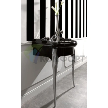 Раковина KERASAN Retro 73 73x54см с 1 отв цвет черный глянцевый с колонной (104704*1) - фото 4