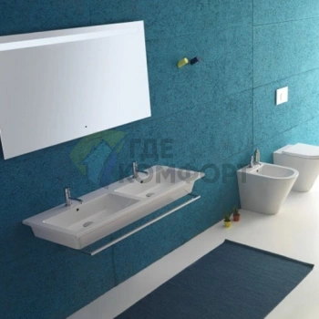 Раковина GLOBO Forty3 подвесная или на мебель 125х47х14см белая - фото 1