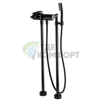 Напольный смеситель для ванны FIMA|Carlo Frattini Quad с душевым комплектом, черный матовый (F3724/4NS) - фото 1