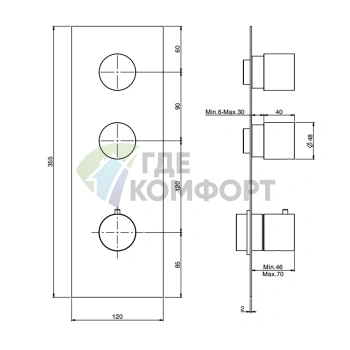 Термостатический смеситель для душа FIMA Carlo Frattini Spillo Steel встроенный, 2 запорных вентиля, INOX (F3089X2INOX) - фото 2