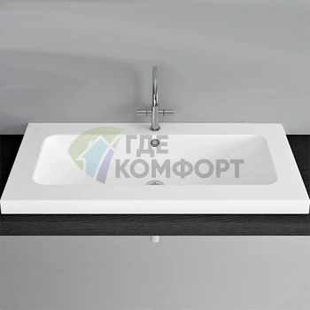 Раковина BETTEOne встраиваемая на столешницу 110x53x6-13 см с 1 отв под смеситель с переливом цвет белый - фото 1