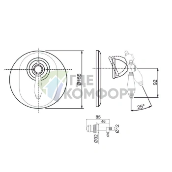 Смеситель для душа встроенный FIMA|Carlo Frattini Herend с переключателем на 2 источника, хром (F5409X2CR) - фото 2