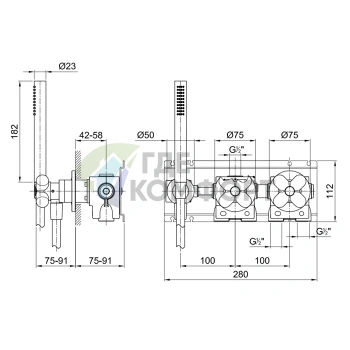 Смеситель для душа Fantini I Balocchi встраиваемый на 2 выхода с ручным душем, белый матовый (60 29 0384B) - фото 2