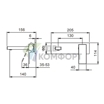 Смеситель для раковины Fantini Mint встраиваемый на 2 отверстия без донного клапана, излив 140 мм, хром (34 02 F810B) - фото 2