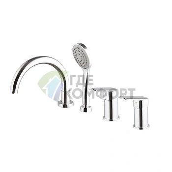 Смеситель для ванны двойной FIMA Carlo Frattini Spot с изливом и душевым комплектом, хром (F3014CR) - фото 1