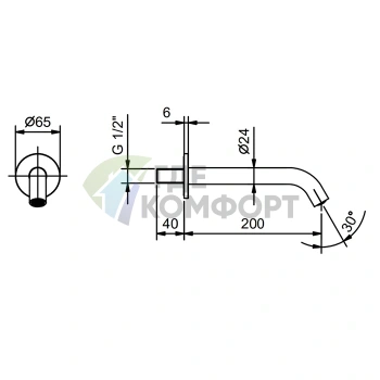 Настенный излив для раковины FANTINI NOSTROMO 200 мм, матовый черный (50 13 8430) - фото 2