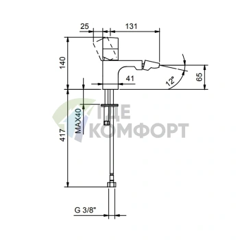 Смеситель для биде Fantini Nice: черный матовый, без донного клапана (65 13 S008SWF) - фото 2