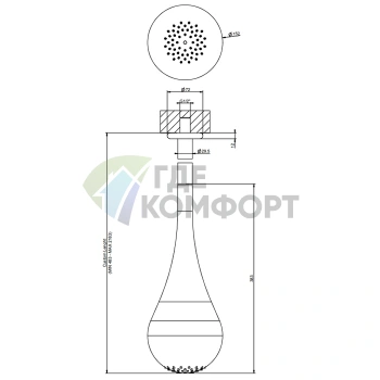 Верхний душ Gessi Goccia: каплевидная форма, регулируемая высота, черный цвет (33753#299) - фото 2