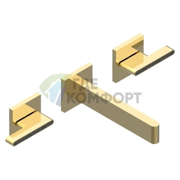 Настенный смеситель для раковины THG ICON-X CARBONE GOLD A MANETTES, 3 отверстия, полированное золото (U7T-F01-40GB) - фото 1