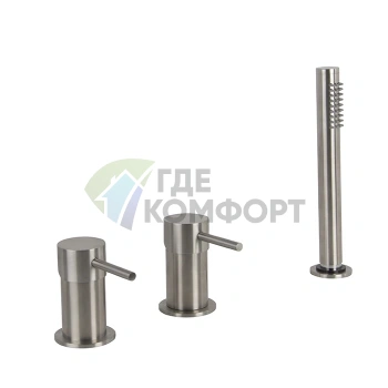 Смеситель для ванны FIMA Carlo Frattini Spillo Steel двойной, с душевым комплектом, нержавеющая сталь (F3074/1INOX) - фото 1